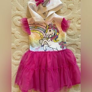 Girls Toddler Rainbow Unicorn Tulle Dress Size 4T